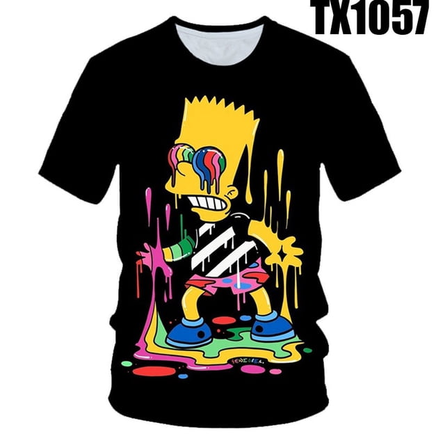 Dibujos animados de los Simpson serie de Anime de televisión 3D hombres de impresión mujeres Casual camiseta de verano gráficos Tees Topspangjing