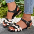 thumbnail image 6 of HomeDM Women's Low Block Heels Sandals Open Toe Slip-On Ankle Strap Summer Casual Walking Beach Sandals, White Size 5.5, 6 of 7