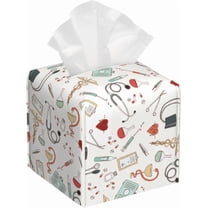 Tissue Box Cover Doctor Nurse Tissue Box Holder Tissue Box Cover Square Decorative Bathroom, Bedroom Or Office, White