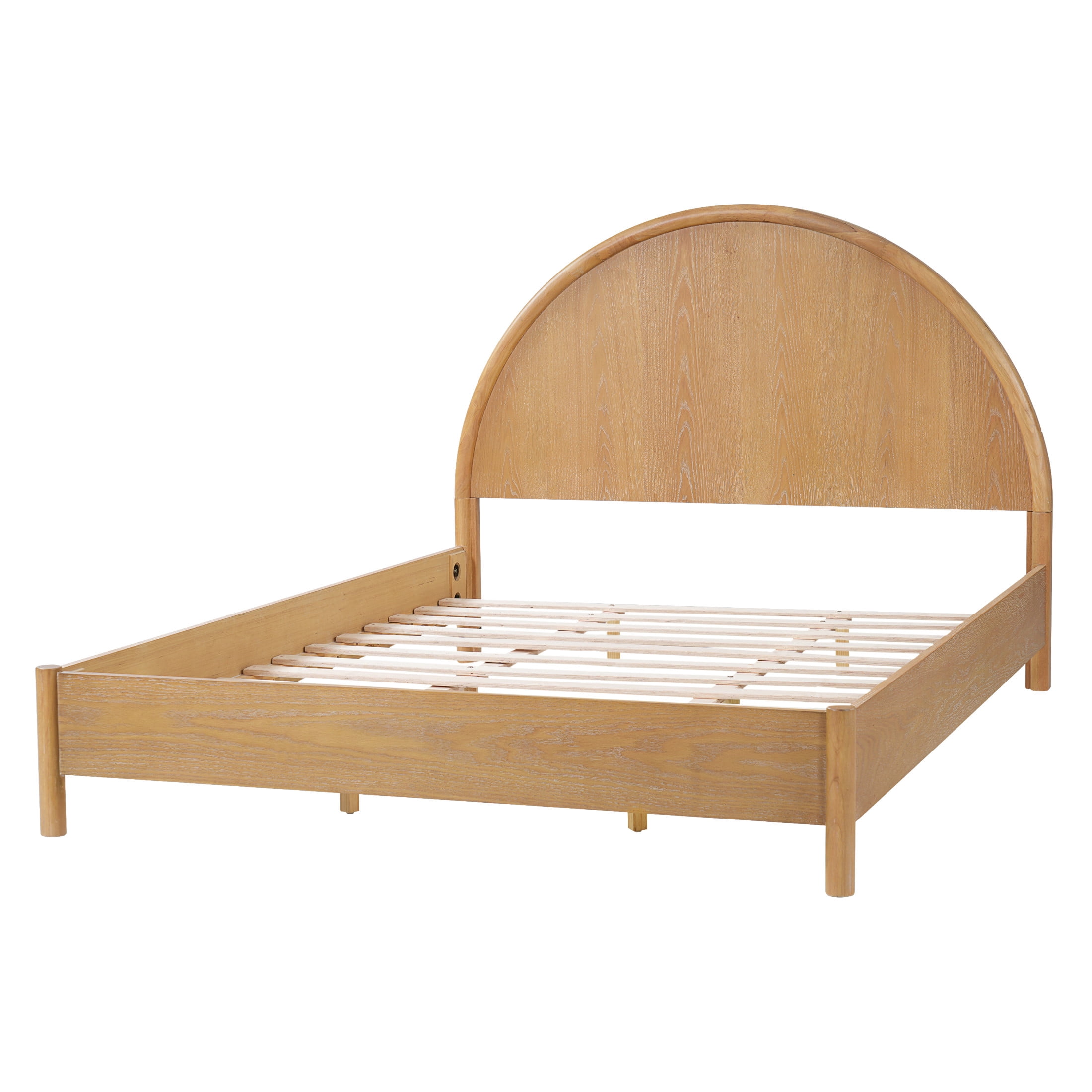 Christopher Knight Home Queen Platform Bed Frame with Arched Headboard, Rubberwood, Natural