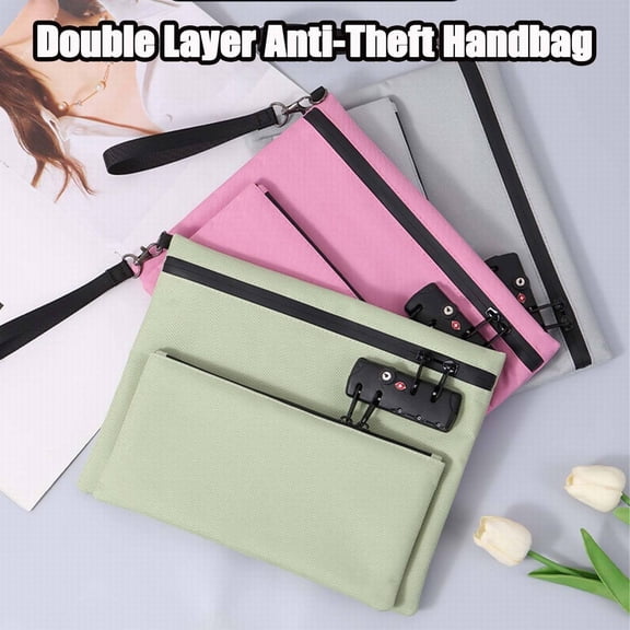 Travel Lock Bag, Lockable Zipper Pouch With Combination Lock, Anti Theft Handbag For Valuables Storage (Black)