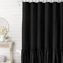 XmhyTop-A 1 Piece Shower Curtain Farmhouse, Ruffle Hem, Linen, Country, Vintage, Rustic Shower Curtain, 183*183cm,Stylish Decor for Home Bathroom,Black