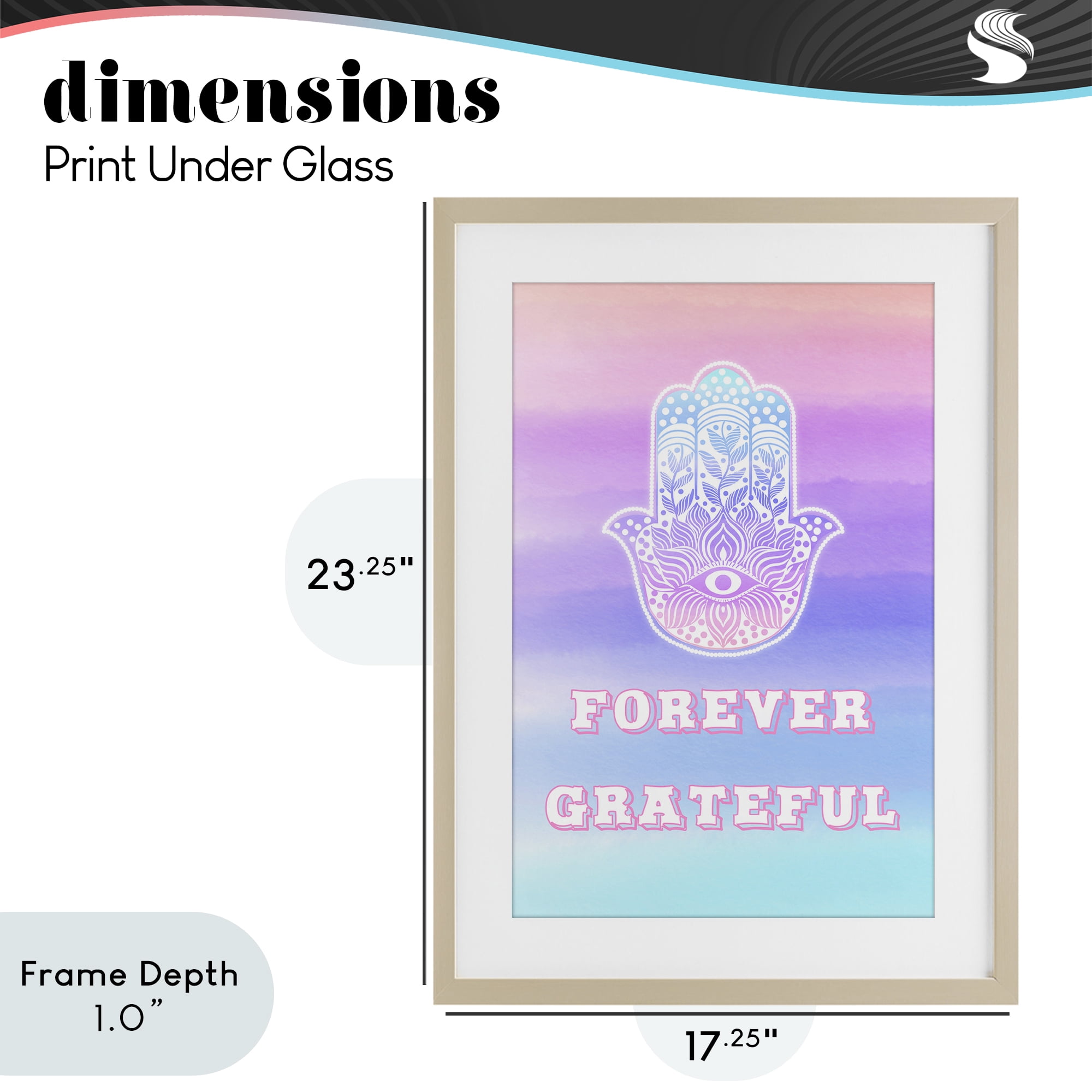 Stupell Industries Forever Grateful Hamsa Birch Framed Print Under Glass, design by Pooja Dave
