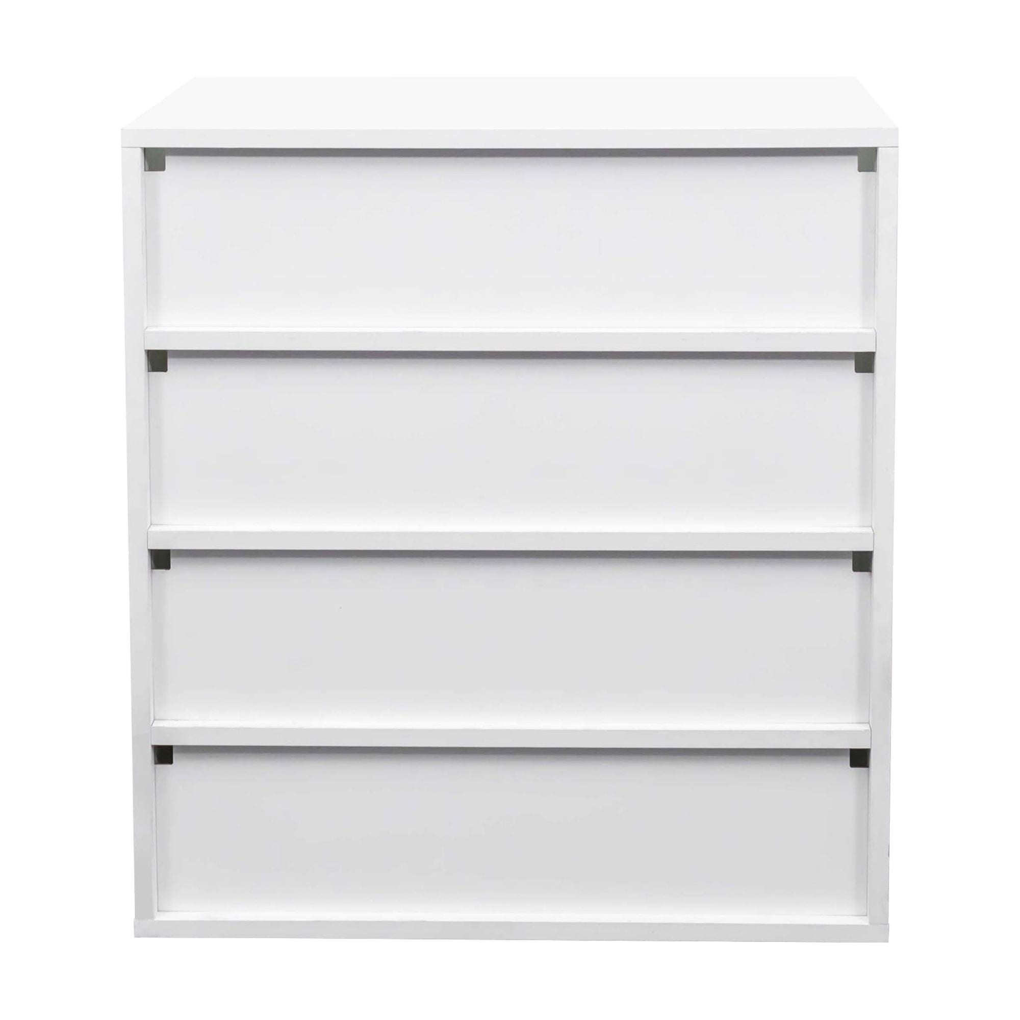 Mintazer 4 Tier Modern Shoe Storage Cabinet with LED Lights & Glass Door, Stackable Shoe Storage Box for Entryway, White