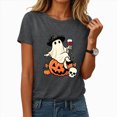 thumbnail image 2 of NOLDARES Halloween Shirts for Women Pumpkin Cat Graphic Tees Fall Crewneck Short Sleeve Costumes Autumn Party Graphic T-Shirt(Dark Gray,M), 2 of 7