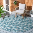 thumbnail image 3 of SAFAVIEH Courtyard April Geometric Indoor/Outdoor Area Rug, Teal/Grey, 6'7" x 6'7" Round, 3 of 8