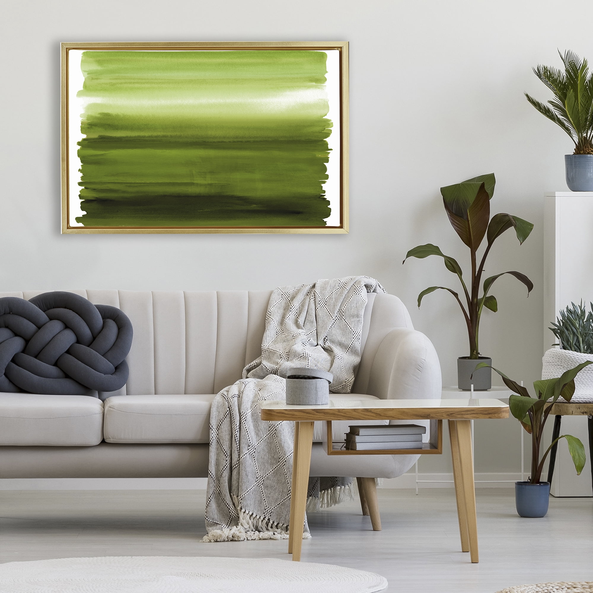 Stupell Industries Ombre Green Gradient Gold Framed Floater Canvas Wall Art, design by Allie Corbin
