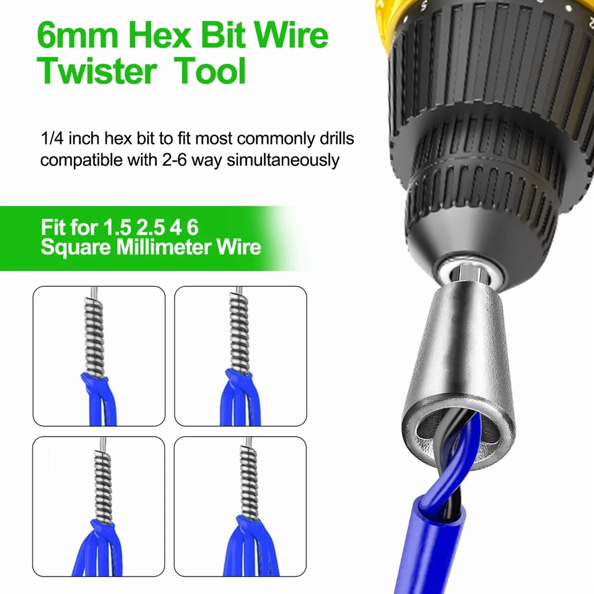 CRESTIN- 3X Wire Stripping&Twisting Tool Electrical Drill Wire Stripper Cable Nut Twister
