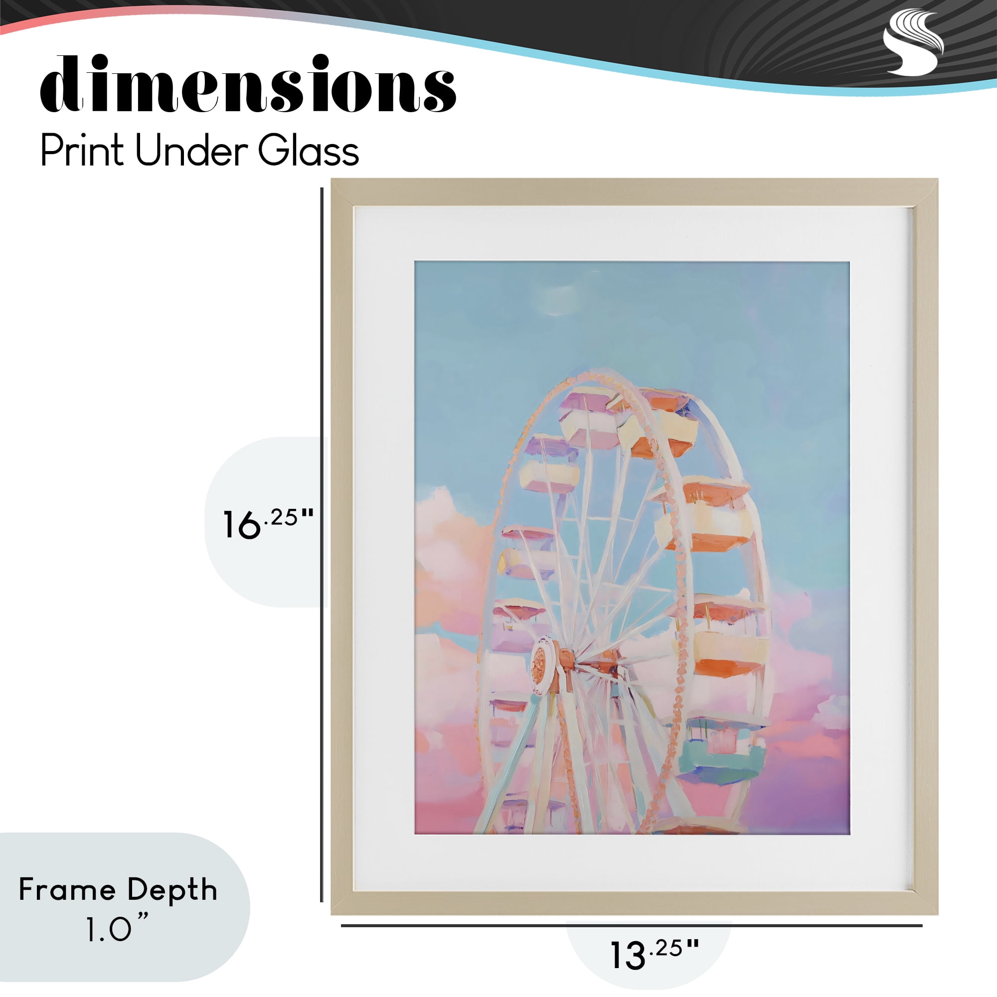 Stupell Industries Ferris Wheel & Cotton Candy Sky Birch Framed Print Under Glass, design by The Prints Vibe