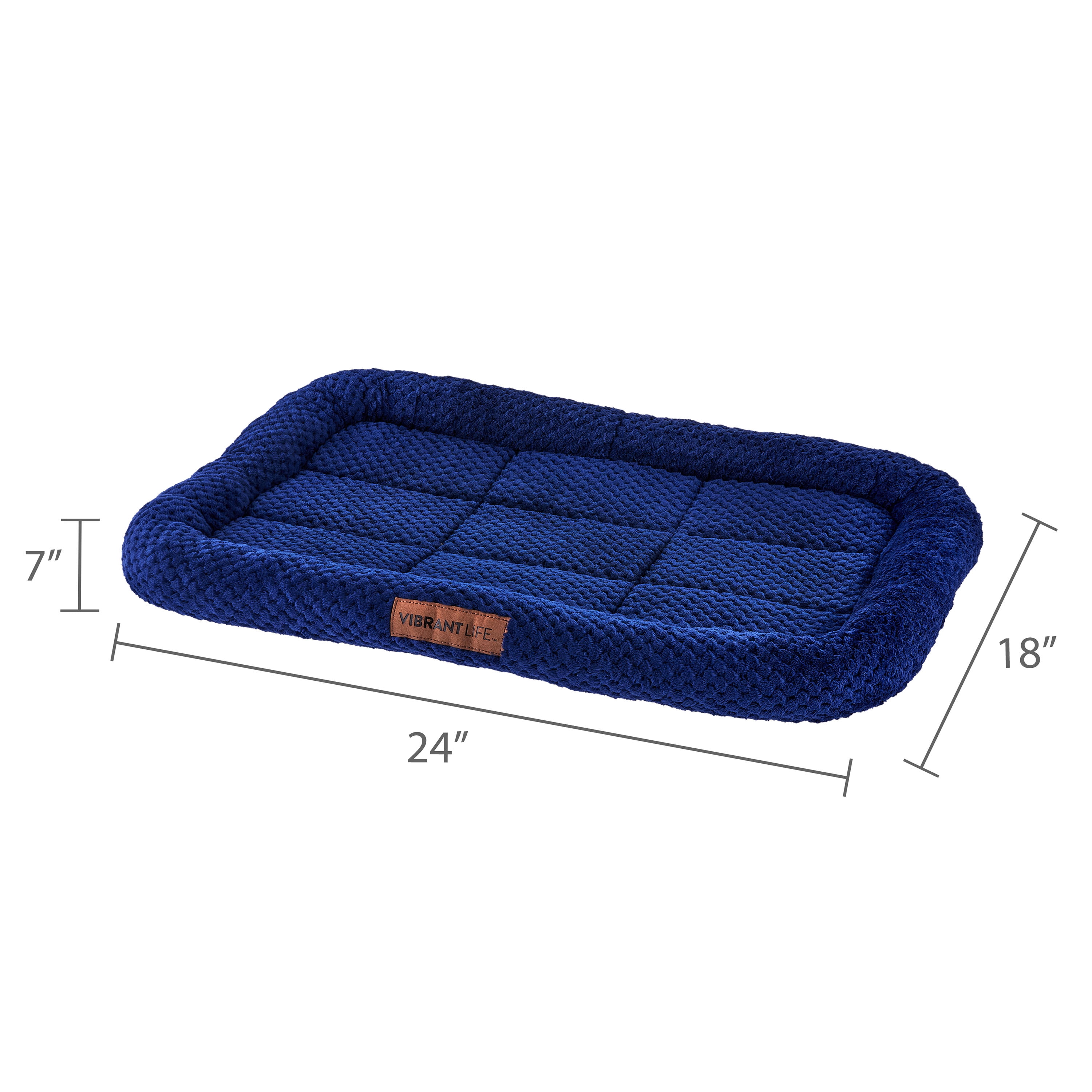 Vibrant Life Medium Cozy Luxe Crate Mat Pet Bed, Navy, 24" x 18"