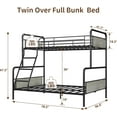 thumbnail image 2 of Bunk Bed Twin Over Full Size with High Guardrail and Ladder, Twin Size Convertible Metal Bunk Bed, No Box Spring Needed, Gray, 2 of 8