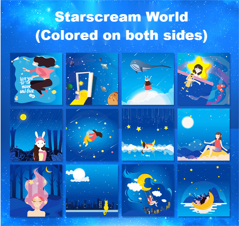 2 Packs of 100 Sheets Origami Paper Stars Pattern Gradient Cut Free DIY