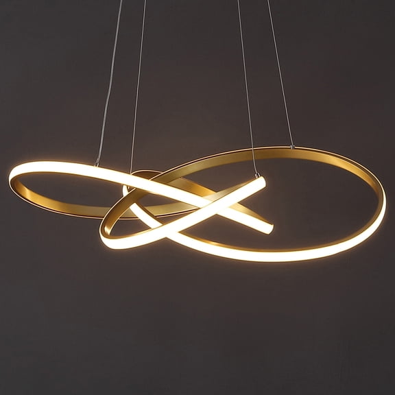JONATHAN Y Alexia 25" Abstract Integrated LED Metal Adjustable Pendant, Gold Painting