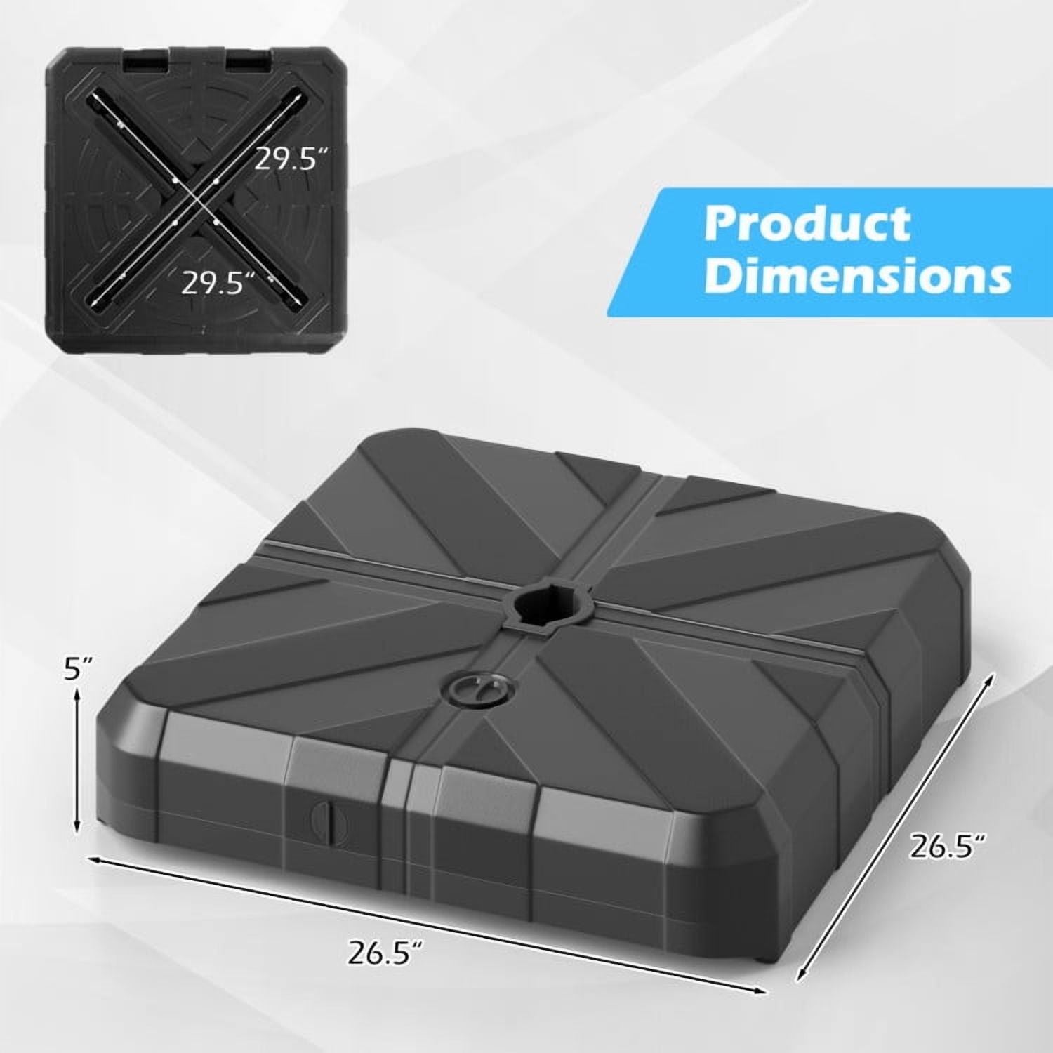 GVN Umbrella Base, Patio Umbrella Base, Weighted Offset Umbrella Base with Cross Bracket and Cut-out Handles