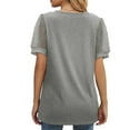 thumbnail image 6 of HAiming Womens Summer Tops Trendy V Neck Puff Short Sleeve T Shirts 2025 Vintage Loose Casual Solid Comfort Blouses, 6 of 9