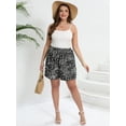 thumbnail image 2 of SHOWMALL Women's Plus Drawstring Shorts Floral White Flower Black 5X Summer Elastic Waist Casual Lightweight with Pockets, 2 of 6