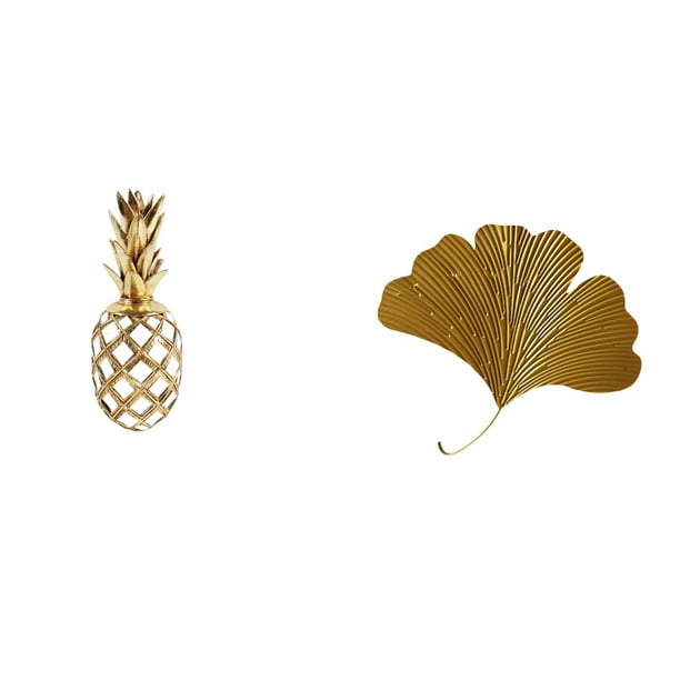 Estatua de resina,Estatua de resina para decoración del hogar,manualidades,oro,Esculturas de pared de hojas,Esculturas de pared de hierro forjado con hojas de ginkgo,Escultura de pared con