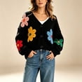 thumbnail image 5 of Luivaraty Cardigan Sweaters for Women Knitted Fllowers Sweater Soft Warm Round Neck Fall Winter Button Down Sweaters, S-XL, 5 of 6
