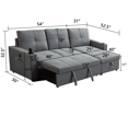 thumbnail image 4 of Hybition Convertible Sleeper SofaBed Fabric L-Shaped Sectional Sofa Gray, 4 of 5