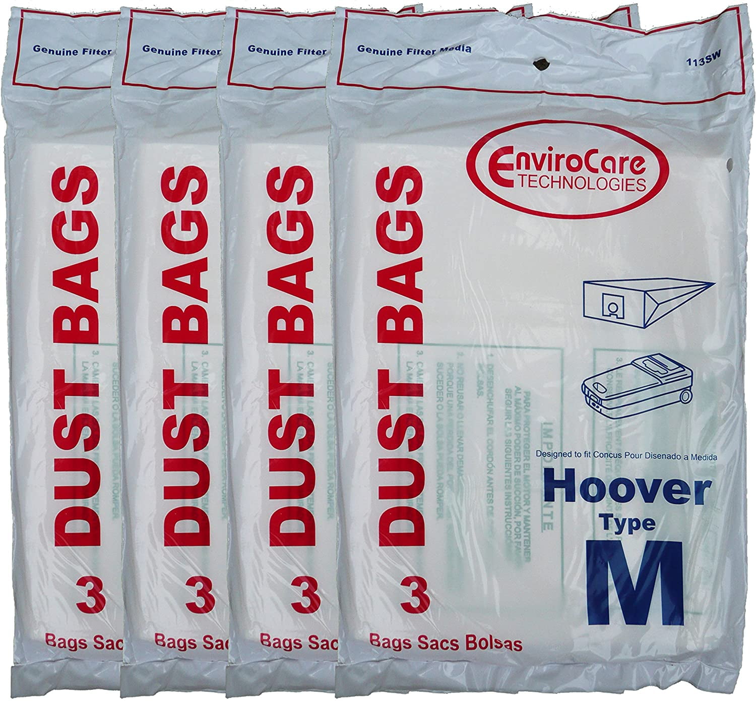 3 bags 1 pkg Hoover Type D Upright Vacuum Cleaner Bags Part #4010005D Dial a M 