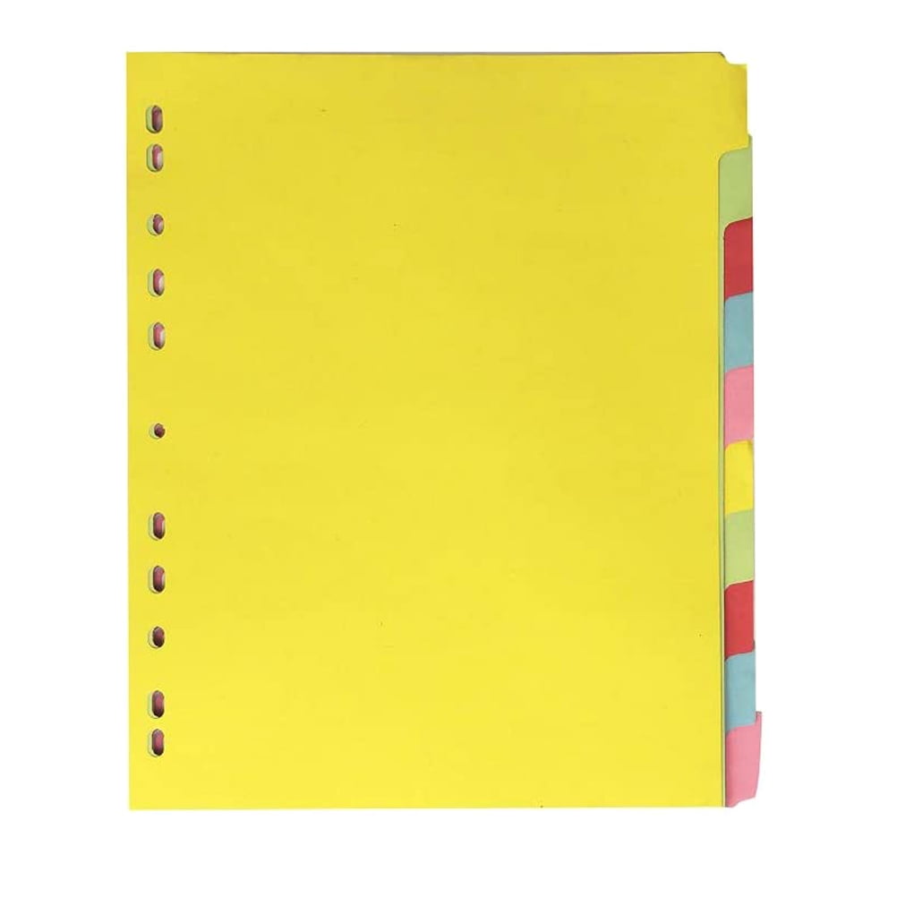 12Pcs Colored Tab Dividers A4 Index Classified Labels 11 Holes Binder Dividers