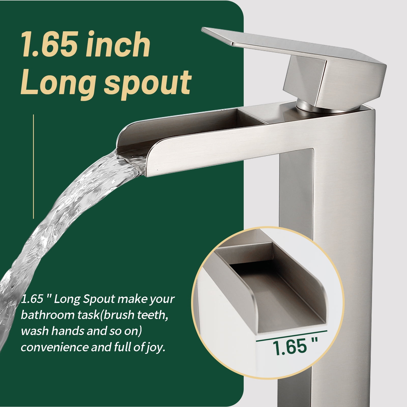 Cobbe Bathroom Faucet Single-Handle with Pop-Up Drain Single-Hole Installation Bathroom Vessel Sink Faucet Brushed Nickel