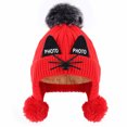 thumbnail image 2 of YWDJ 2-4T Winter Girls Boys Kids Winter Beanie Hat Warm Knit Thick Ski Cap With Fluff Ball Ear Cap Red One Size, 2 of 3