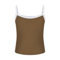 thumbnail image 6 of ClodeEU Women's Solid Color Lace Trim Spaghetti Strap Top,Comfortable Casual Sleeveless Camisole Brown,Womens Plus XXL, 6 of 7