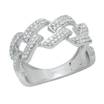 Dazzlingrock Collection Round White Diamond Out Bling Cuban Link Band Ring for Women (0.42 ctw, Color I-J, Clarity I2-I3) in 925 Sterling Silver, Size 4.5