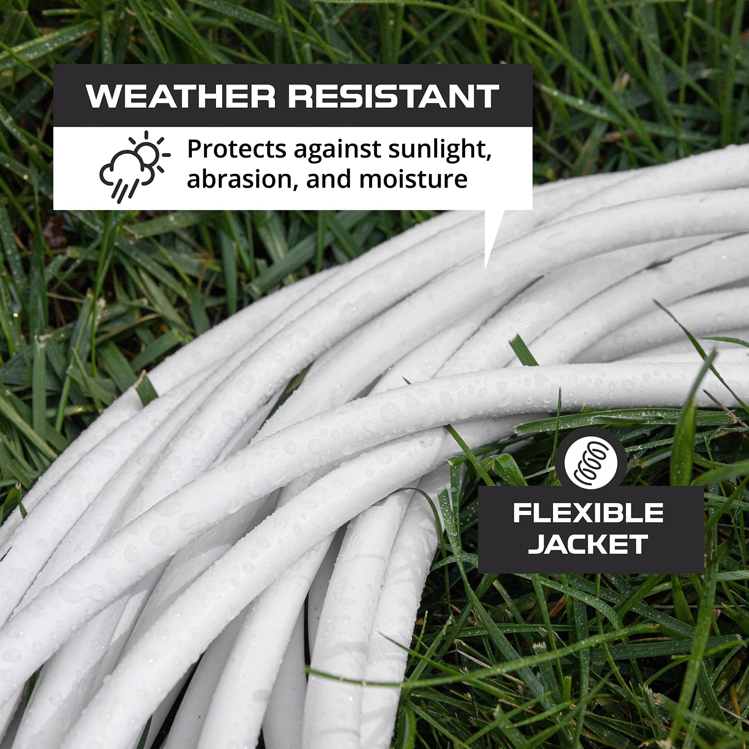 Iron Forge Cable 10ft White Outdoor Extension Cord with 3 Outlets - 16/3 SJTW 10ft Extension Cord 3 Prong, 13 Amp All-Weather Heavy Duty Power Cable