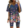 thumbnail image 1 of Ensembles d'Été Mode Femmes Blouse Col en V Manches Courtes Hauts Shorts Ensemble Décontracté Ensembles Assortis en Liquidation, 1 of 4