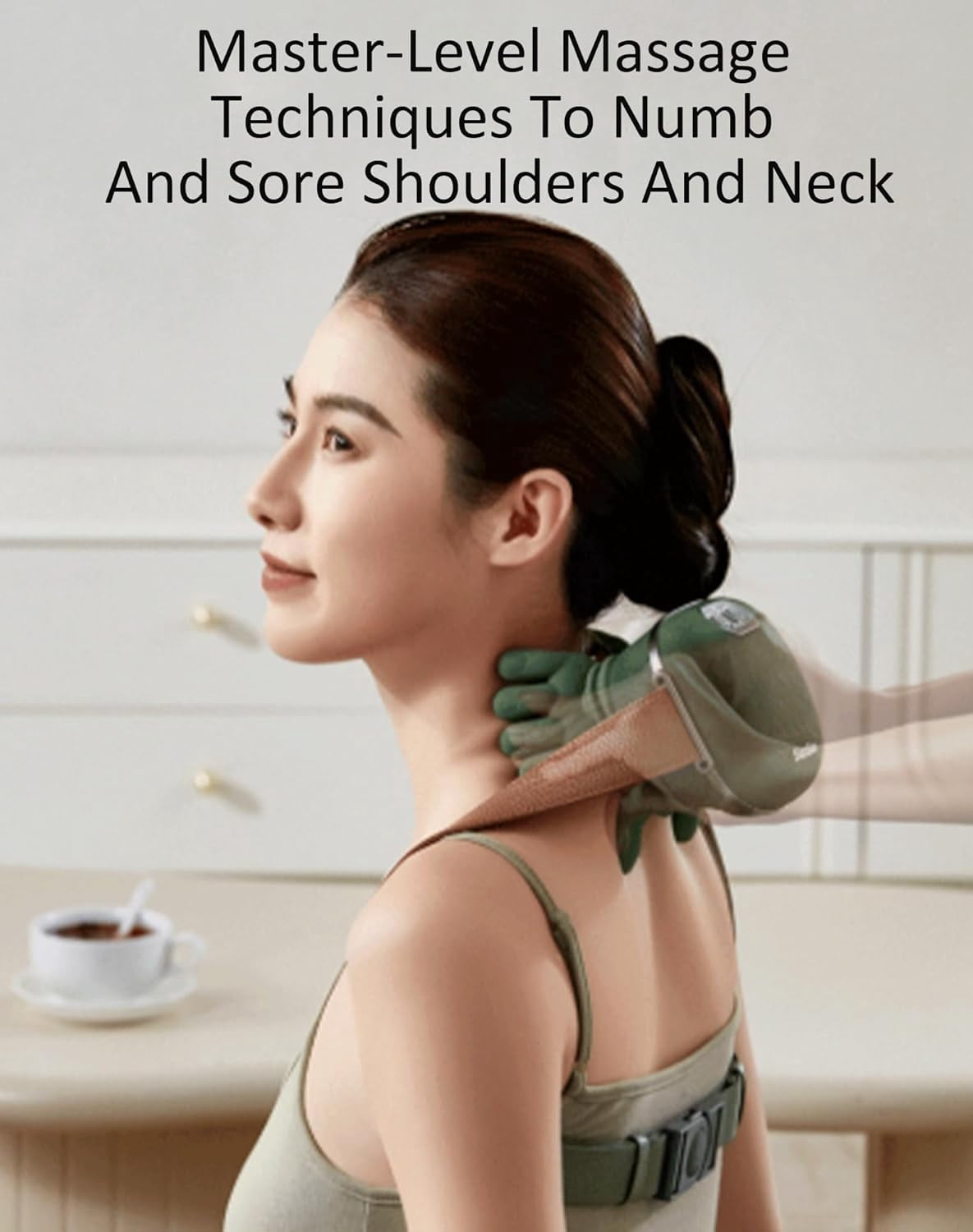 Heat Massager – 4D Wireless Neck Massager with Heat, Deep Tissue Kneading, Simulation Human Hand Shoulder Massager, Ideal for Home and Office Use