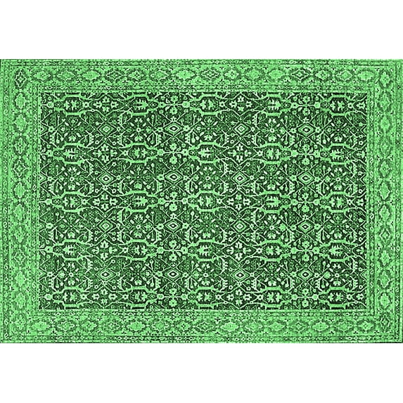 Ahgly Company Indoor Rectangle Oriental Emerald Green Traditional Area Rugs, 2' x 5'