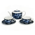 thumbnail image 3 of STP GOODS Dark Mizuki Porcelain Tea Set of 5 pcs for 2 in Gift Box Floral Tea/Coffee Cups 11.83 fl oz (350 ml) with Teapot 37.2 fl oz (1.1 L) Service for 2 Tea Cup and Saucer Set Tea Brewer, 3 of 4