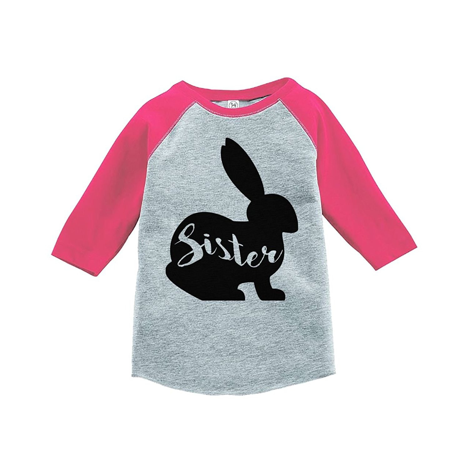 Custom Party Shop Baby Girls Sister Bunny Happy Easter Grey Raglan