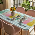 thumbnail image 3 of Easter Table Cloths for 3 Foot Rectangle Tables, Polka Dot Bunny Farmhouse Vintage Green Striped Patio Waterproof Elastic Fitted Tablecloths, Washable Rectangular Table Cover for Camping, 3 of 8