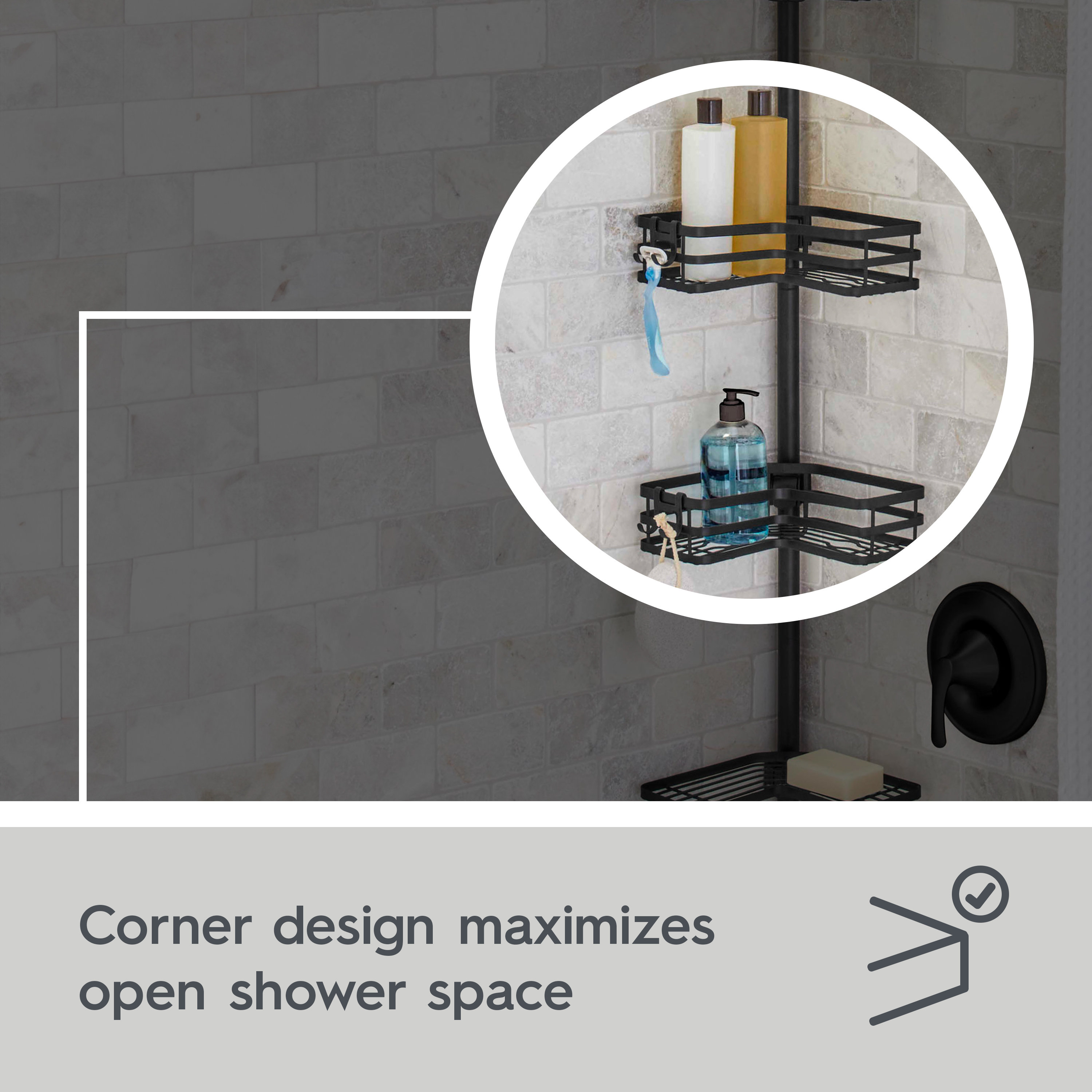 Better Homes & Gardens Tension Pole Shower Caddy, Matte Black photo 4