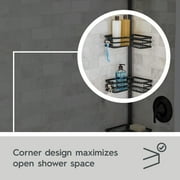 Better Homes & Gardens Matte Black Rust-Resistant Tension Pole Shower Caddy with 3 Adjustable Baskets