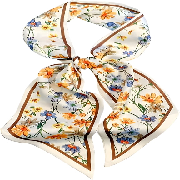OQRKI Head Scarf Hair Neck Scarves For Women Purse Bag Scarfs For Handbags Silky Long Thin Satin Headscarf Fashion