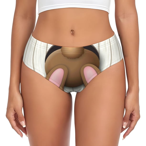 Fotbe Brown Bunny Calzones Estampados para Mujer – Ropa Interior de Algodón, Cómoda, Suave y Elástica-Large