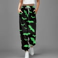 thumbnail image 3 of Pantalones de yoga Gibobby mujer estampado 3D Halloween cintura alta verde S, 3 of 4
