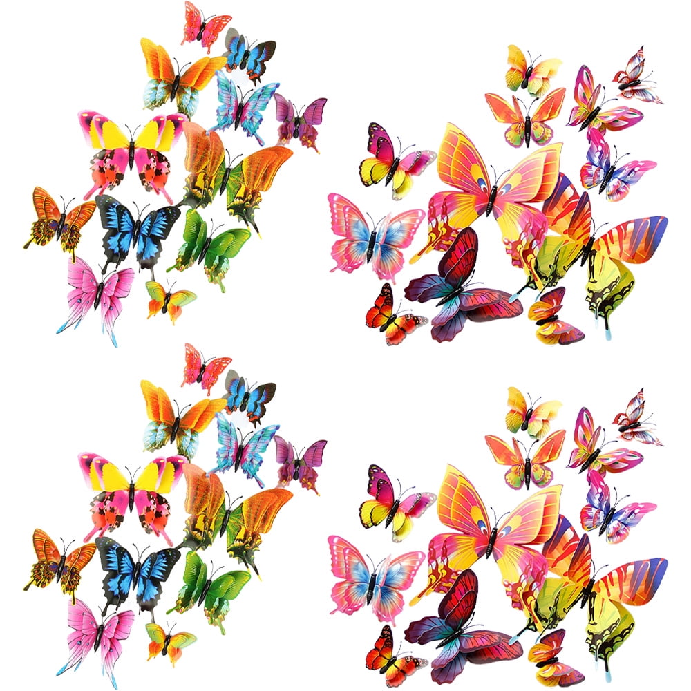 Colorful 3D Butterfly Stickers With Magnets - 72 Pieces For Party Decor, Wall, Fridge (12 Styles) - View #7