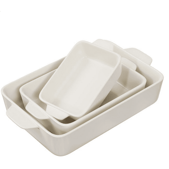 Casserole Dishes for Oven, Ceramic Bakeware Set, Rectangular Baking Dishes, For Casseroles, Lasagna, Cake, Small, Medium & Large Pans, Microwave & Dishwasher Safe, Set of 3