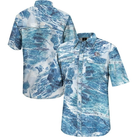 Men s Colosseum Blue Gonzaga Bulldogs Realtree Aspect Charter Full-Button Fishing Shirt