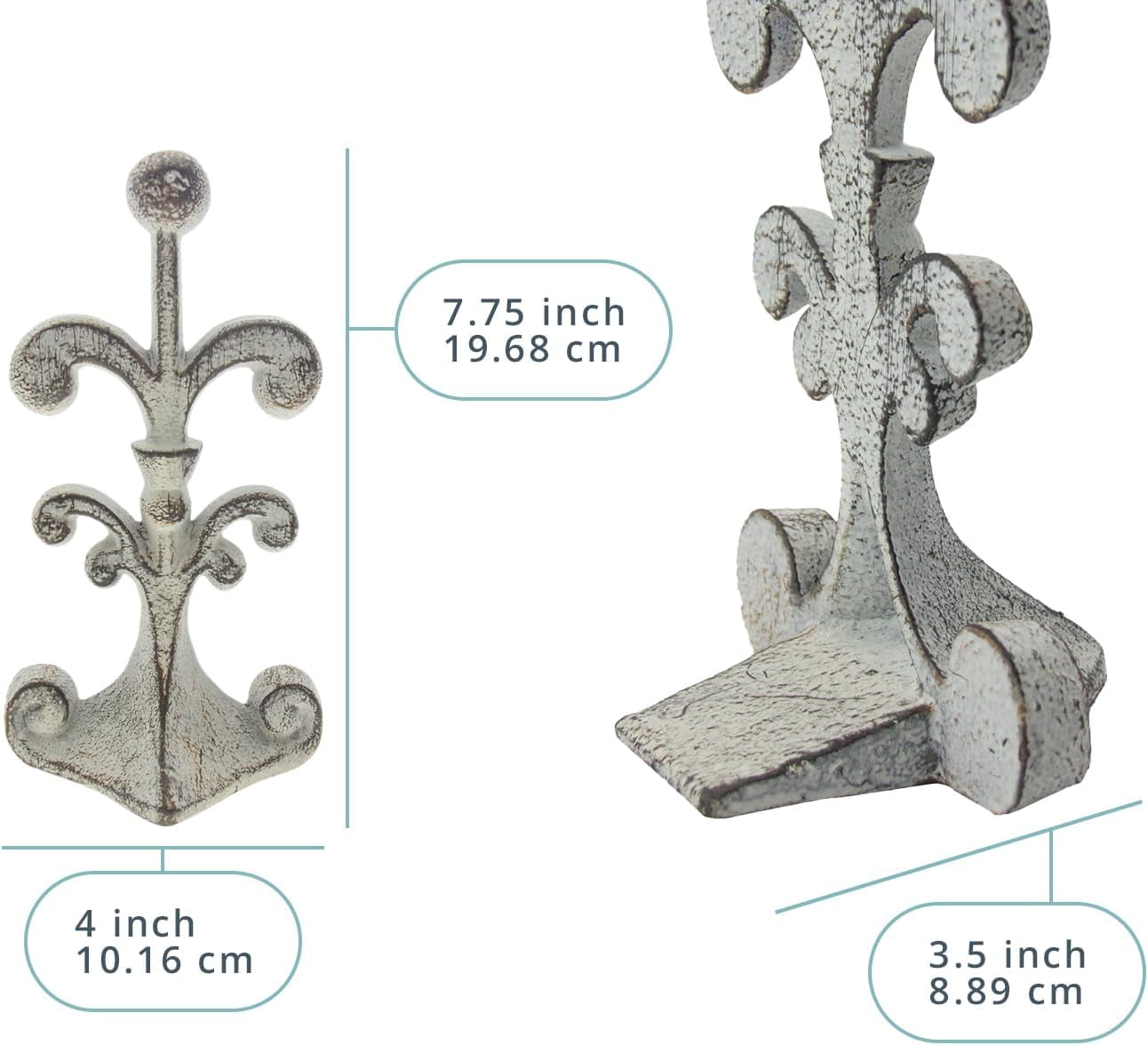 Comfify Door Stop, Cast Iron, Fleur-De-Lis Design, Felt Bottom, White Finish