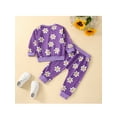 thumbnail image 2 of Multitrust Baby Two Piece Outfits, Round Neck Long Sleeve Pullover Flower Pattern Tops Matching Elastic Waist Pants, 2 of 9