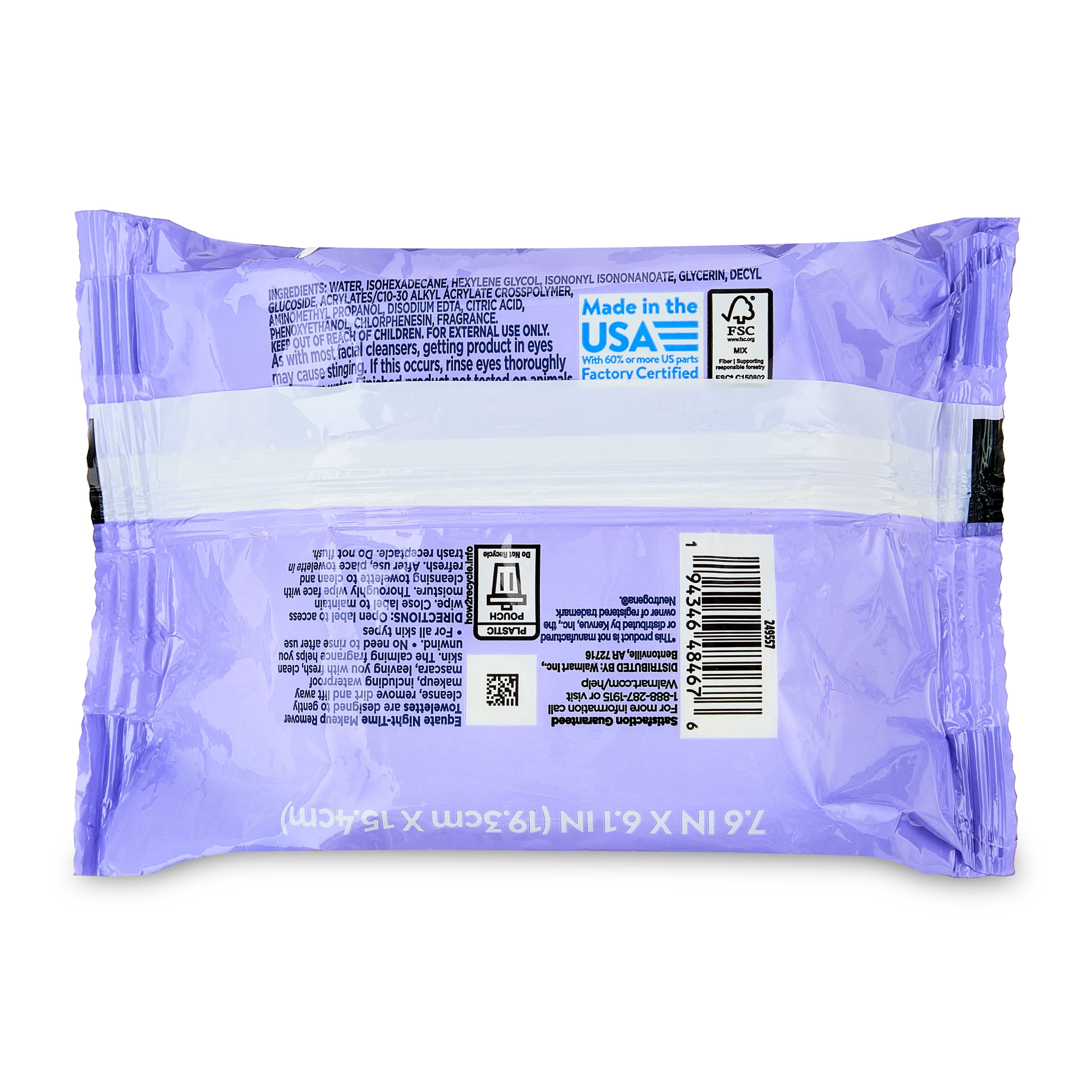 Equate Night-time Makeup Remover Cleansing Towelettes, 40 Count