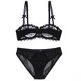 thumbnail image 2 of Conjunto de sujetador de lencería sexy de encaje cómodo y fino transparente para mujer, 2 of 6