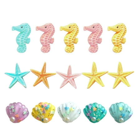 

15pcs DIY Mobile Phone Shell Decorative Material Marine Style Resin Accessories Charms Shell Sea Horse DIY Hair Accessories (Random Style Random Color)