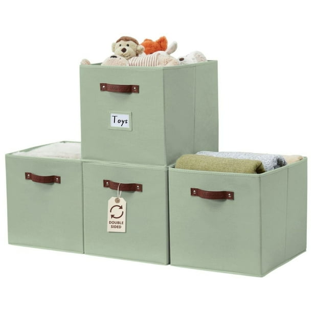 DECOMOMO - Cubo de Almacenamiento Grande, Cubo de Tela, Cubos Organizadores (Verde, Juego de 4)